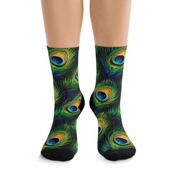 Peacock Feather Pattern Socks | Recycled Polyester