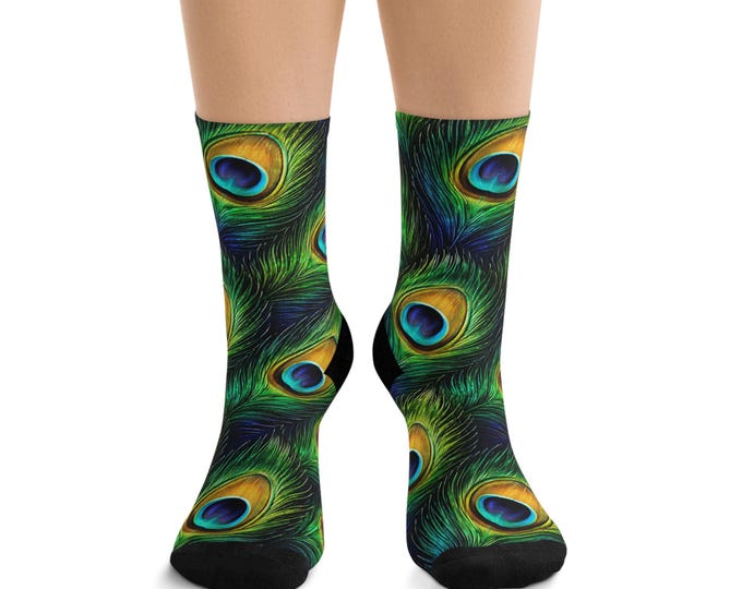 Peacock Feather Pattern Socks | Recycled Polyester