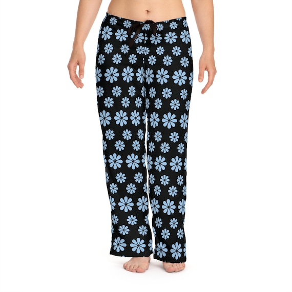 Blue Daisy Pattern Pajama Pants | Floral Sleepwear