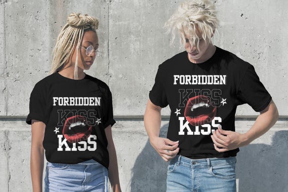 Forbidden Kiss Graphic Tee: Bold Lips Unisex T-Shirt