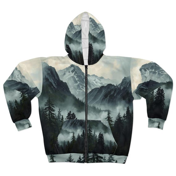 Misty Mountain Forest Hoodie | All-Over Print Zip Hoodie