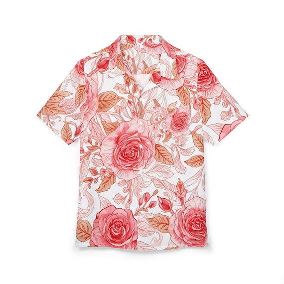 Pink Rose Floral Hawaiian Shirt | Button-Down AOP