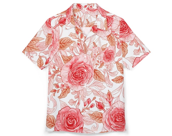 Pink Rose Floral Hawaiian Shirt | Button-Down AOP