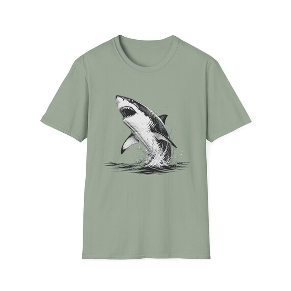 White Shark Illustration T-Shirt | Ocean Wildlife Art Tee