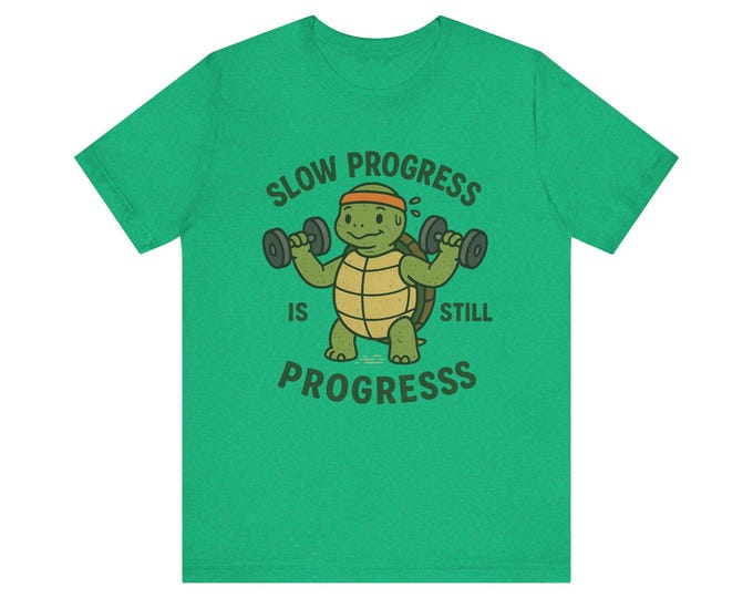 Turtle Weightlifting T-Shirt: Slow Progress Fitness Tee