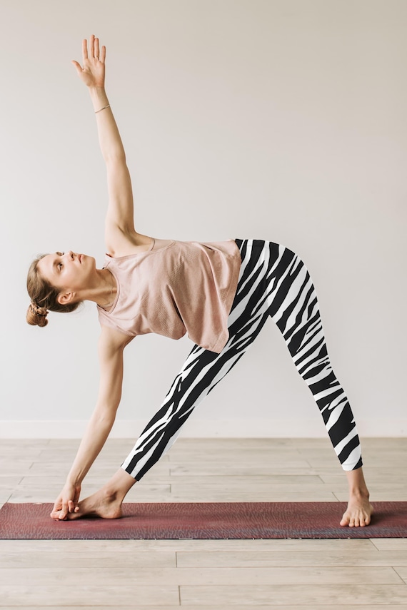 Tiger Print Leggings: Women's Black and White Safari Yoga Tights