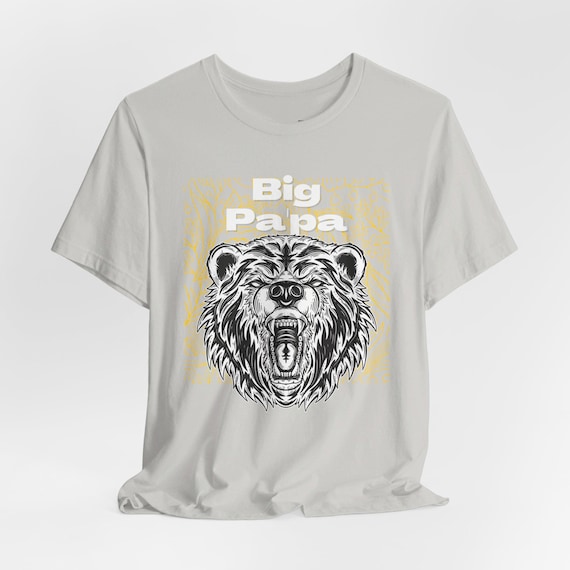 Papa Bear Short Sleeve T-Shirt In Gold , Black & White, Fathers Tee , Dads Apparel