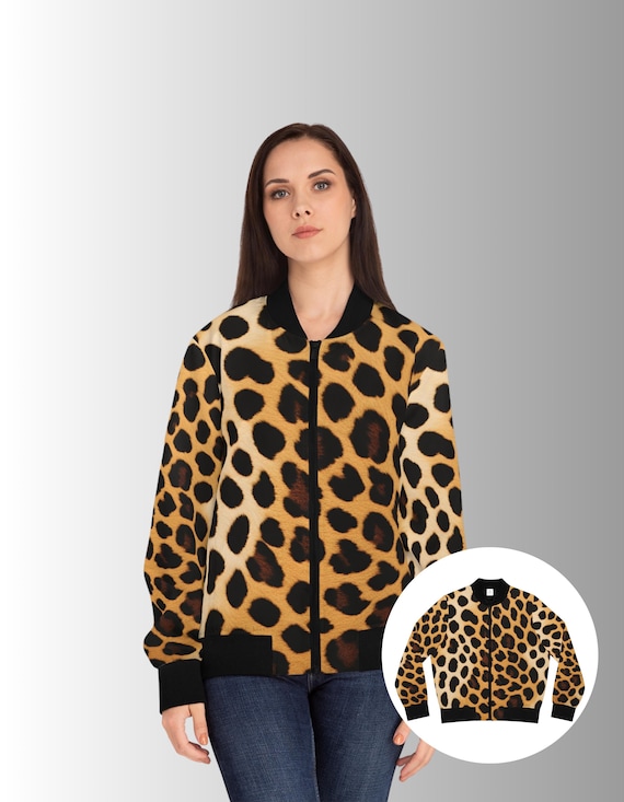 Jaguar Print Bomber Jacket: Women's Polyester Outerwear