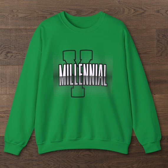 Millennial Era Unisex Sweatshirt: Black Outline Lettering Crewneck