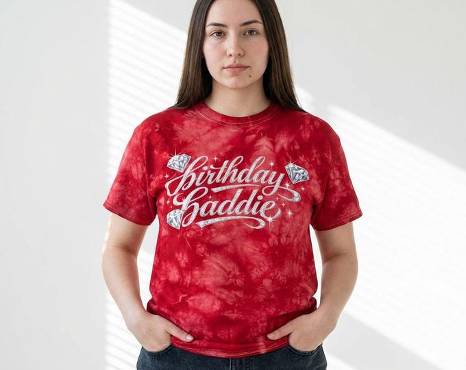 Birthday Baddie T-Shirt | Tie Dye Crystal Graphic