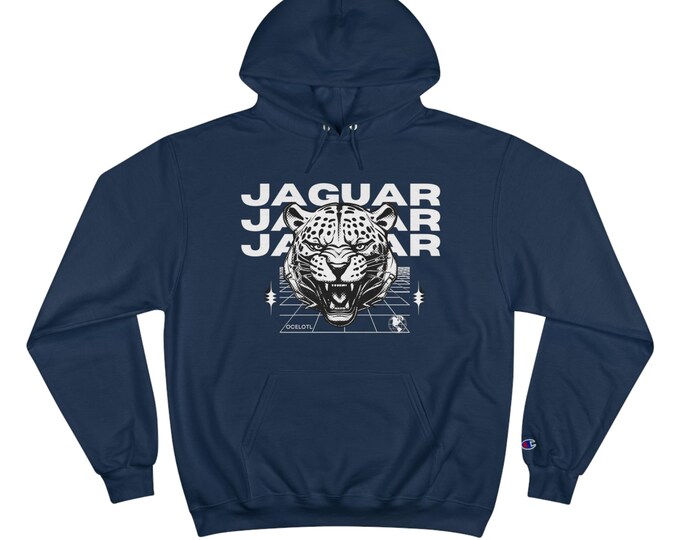 Jaguar Graphic Champion Hoodie: Organic Cotton, Aztec Ocelotl Design