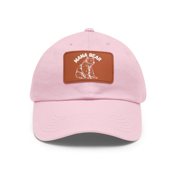 Mama Bear Hat: Faux Leather Patch, Chino Twill Baseball Cap