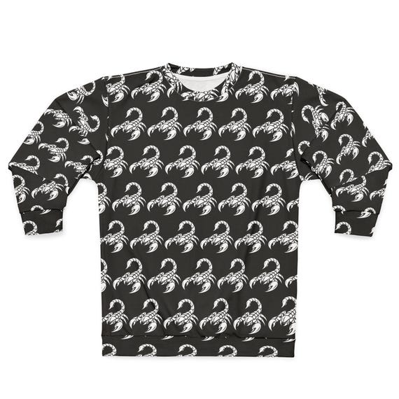Monochrome Scorpion Pattern Sweatshirt | All-Over Print