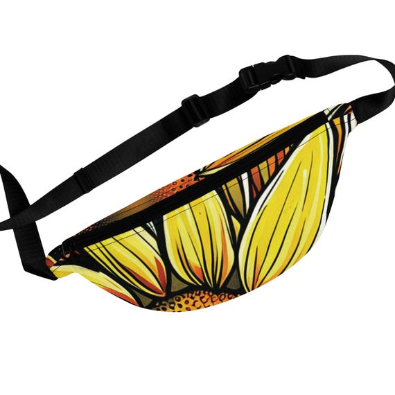 Sunflower Fanny Pack: Floral Print Polyester Waist Bag