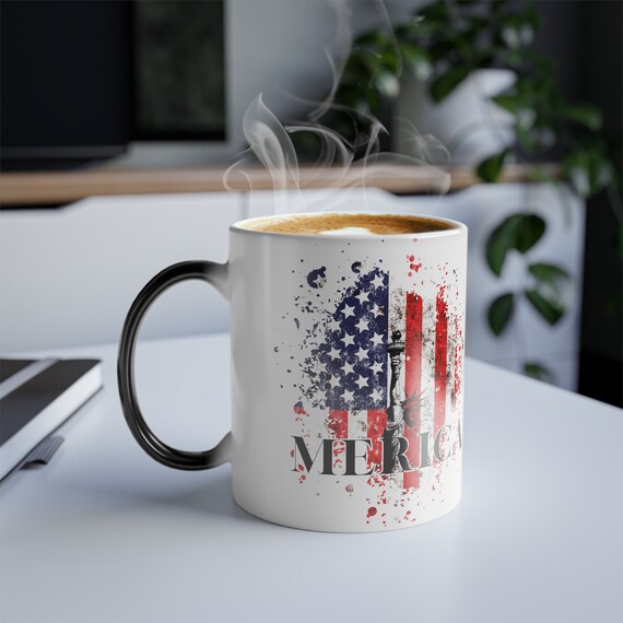 American Flag Color Morphing Mug: Statue of Liberty Patriotic Coffee Cup