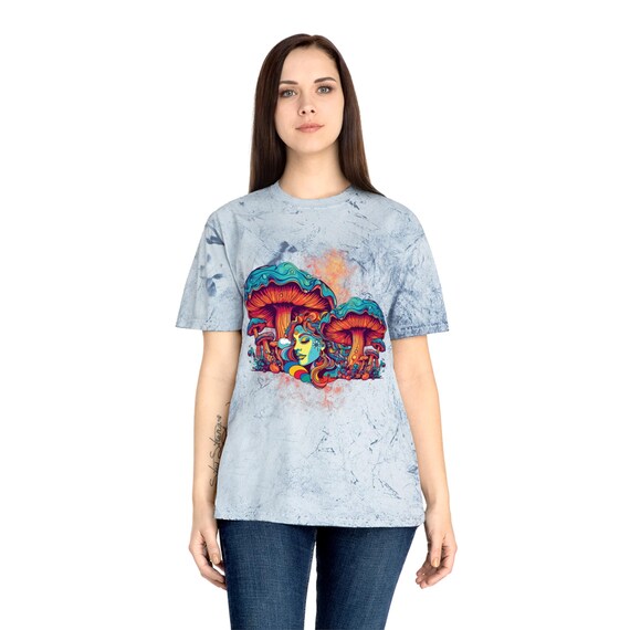 Psychedelic Mushroom Girl T-Shirt: Vibrant Festival Tee