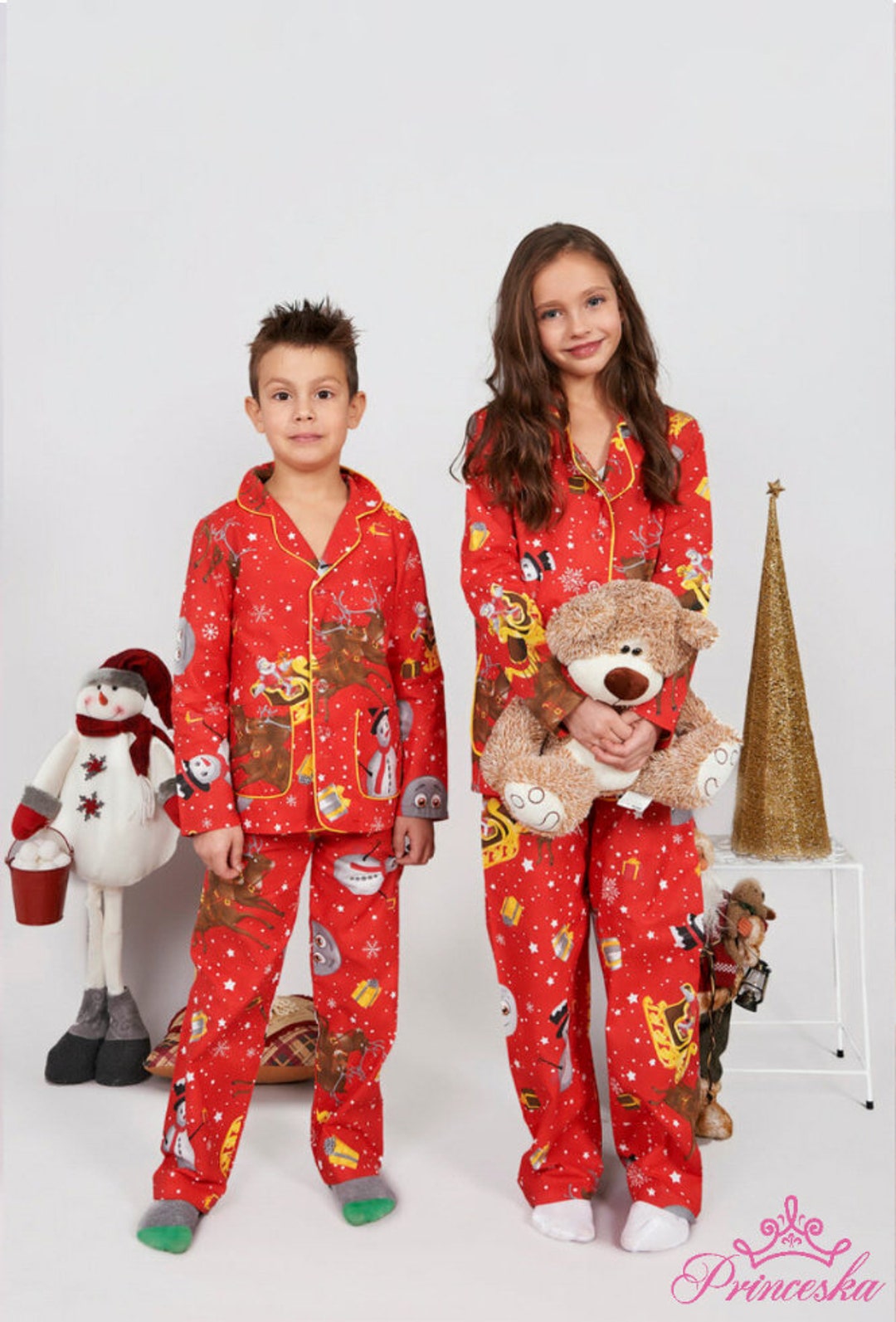 Children's Christmas Pajamas Xmas Pajamas Customized Etsy