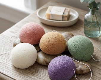 Natürlicher Konjac-Gesichtsschwamm | Weicher runder Konjac-Gesichtsreiniger | Sanfter Peeling-Schwamm | Reiner, organischer Peeling-Schwamm für die tägliche Hautpflege