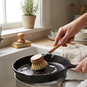 Eco-Friendly Bamboo Dish Brush | Natural Sisal Bristles Pot Scrubber | Sustainable Wooden Kitchen Scrub Brush | Zero Waste Dishwashing Tool