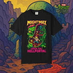 Camiseta de Mighty Max Hellportal - Parodia de juguetes de terror retro - Camiseta gráfica de dibujos animados de los 90