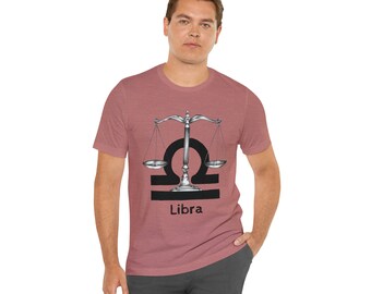 Weegschaal T-shirt | Astrologie T-shirt | T-shirt met sterrenbeeld | Grafisch T-shirt | Weegschaal Schalen T-shirt | Zodiac T-shirt met korte mouwen | Unisex cadeau-T-shirt |