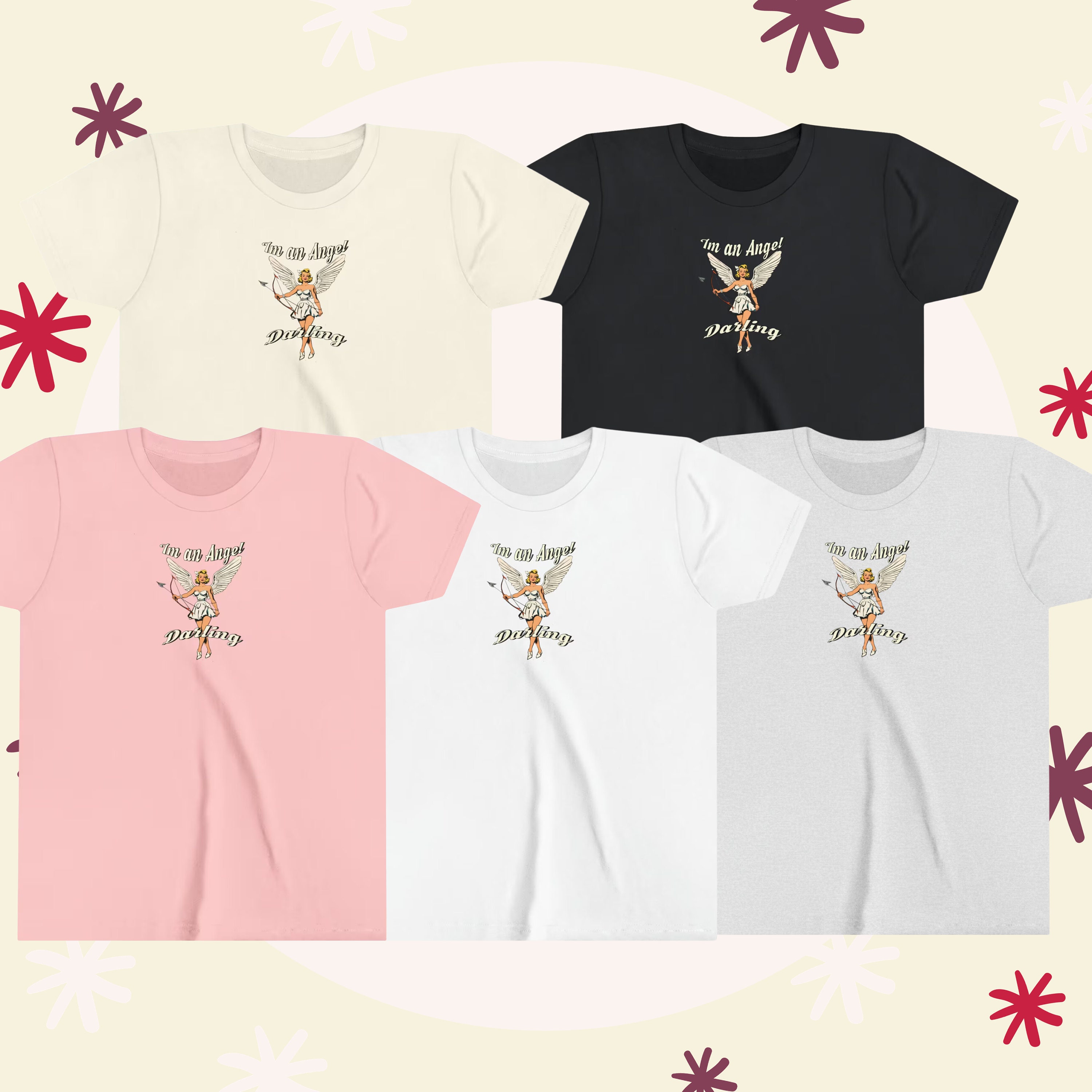 【toomuchtax】ANGEL BABY-T Angel Baby Tee, Basic Baby Tee, Angel Darling Crop Top, Y2k