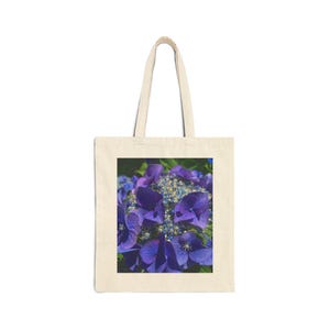 Purple Hydrangea Canvas Tote Bag - Floral Market Bag, Botanical Reusable Bag, Garden Lover Gift, Nature-Inspired Eco Accessory