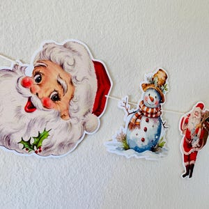 Ready To Ship! Vintage Christmas Santa Claus Banner Retro Garland  Kitsch Bunting Holiday Party Christmas Decorations Christmas Banner