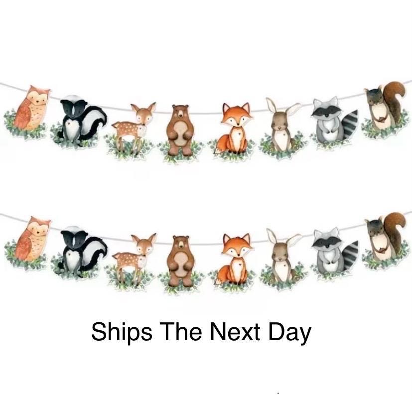 Woodland Animal Banner, Baby Shower Banner, Forest Animal, Birthday Banner, Woodland Animal, Woodland Theme Garland