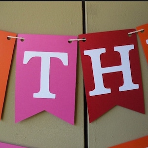 Red, Pink And Orange Personalized Happy Birthday  Banner, Birthday Decoration, Personalize With Your Child&#39;s Name
