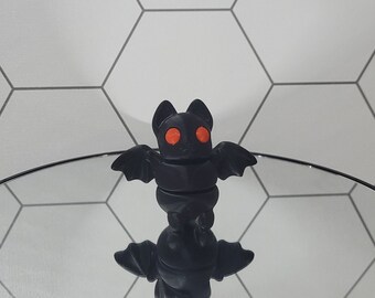 Mini Fidgety Bat by Zou3D | 3D Printed Bat | Flexible Mini | Desk Toy | Red Eyed Bats