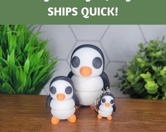 Penguin Fidget Keychain - Backpack Charm, Stocking Stuffer, Holiday Gift Idea for Her!