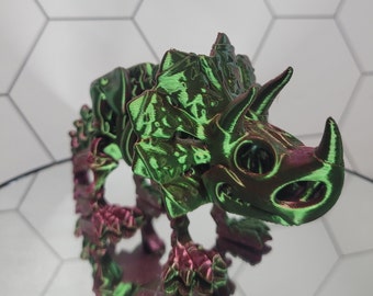 3D Printed Articulated Flexi Skeleton Triceratops | High Quality | Various Sizes | Multi-color | FLEXIBLE Desk Toy | Dinosaur Gifts