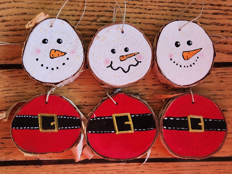 4 Christmas Ornaments Wood Slice Ornaments Nature Decorations Rustic