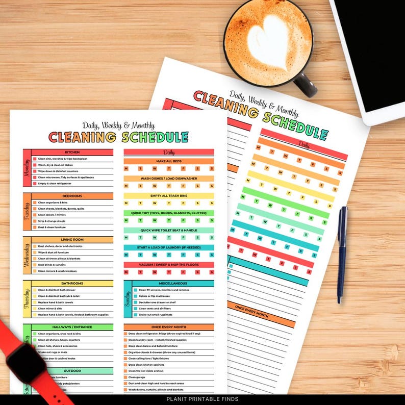 Editable Cleaning Schedule Template ADHD Cleaning Planner Daily Weekly ...