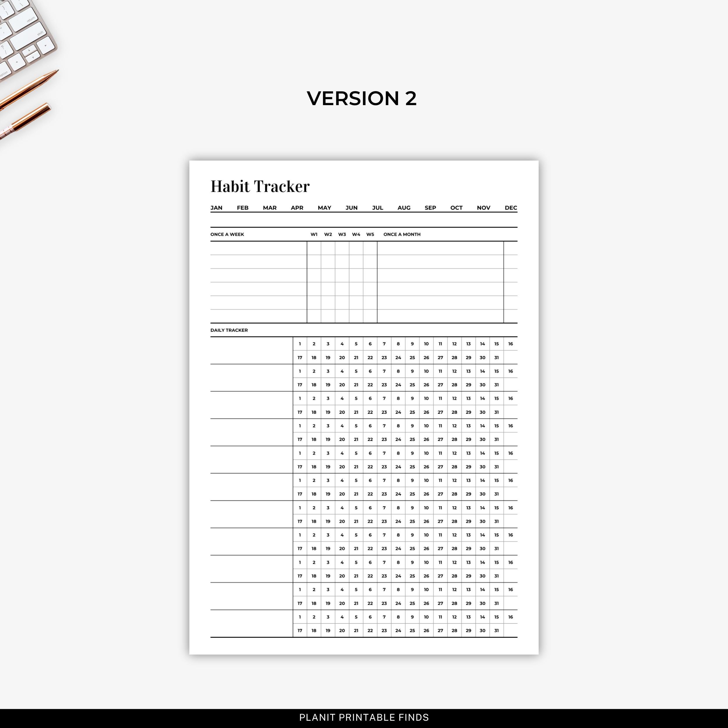 Minimalistic Monthly Habit Tracker Printable, Daily Habit Tracker, 30 ...