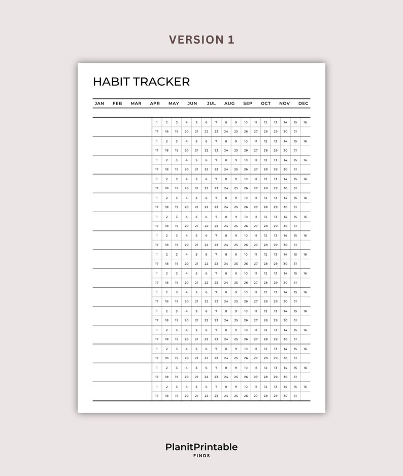 Monthly Habit Tracker Printable, 30 Day Habit Challenge, Daily Habit ...