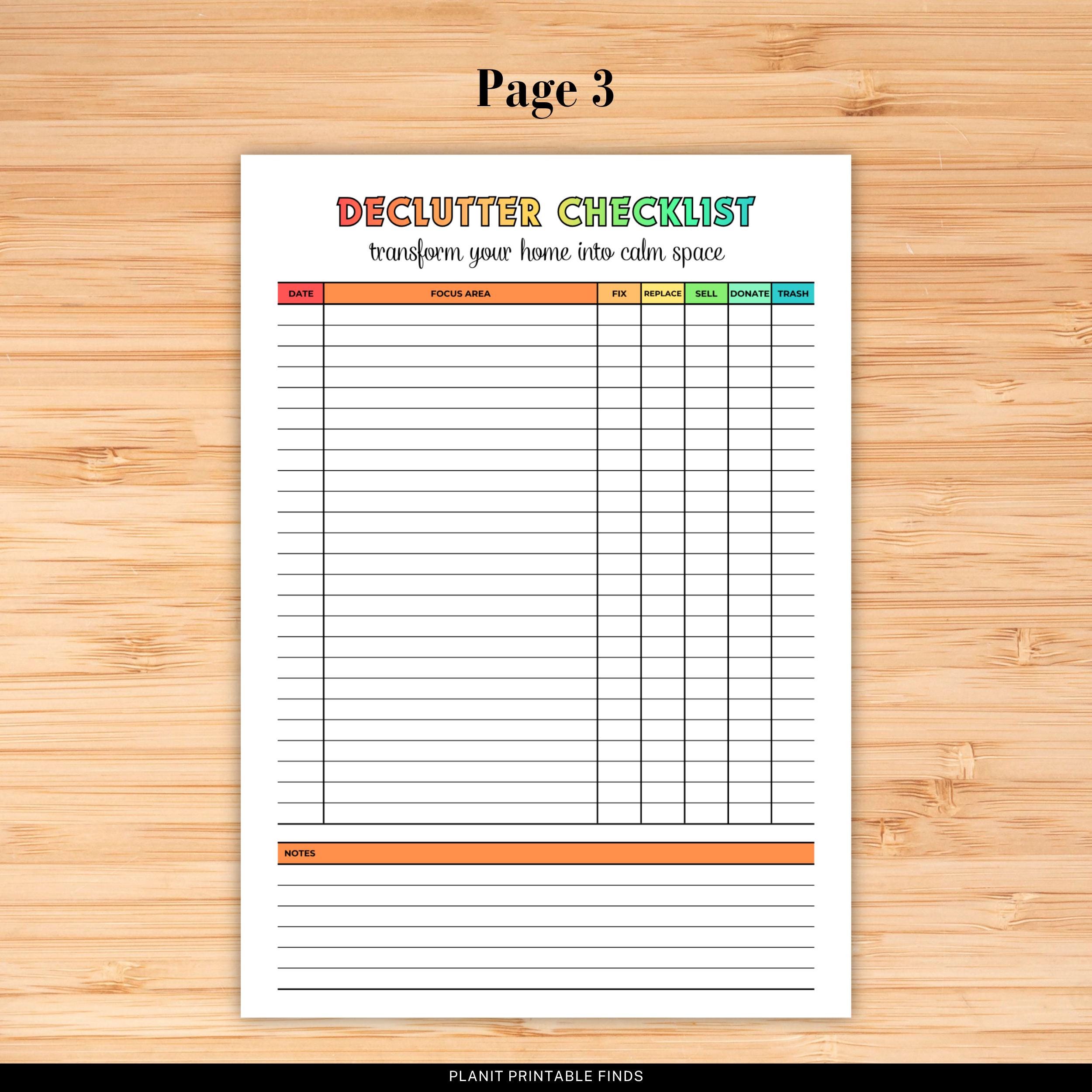 Editable Declutter Planner Printable, ADHD Declutter List, Home ...