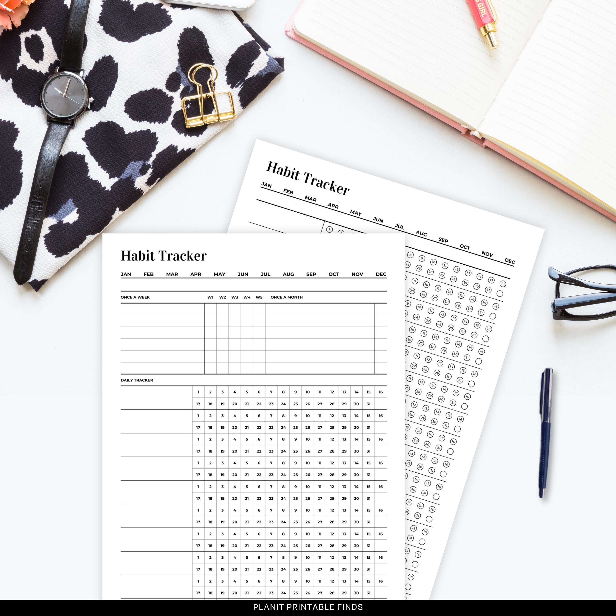 Minimalistic Monthly Habit Tracker Printable, Daily Habit Tracker, 30 ...