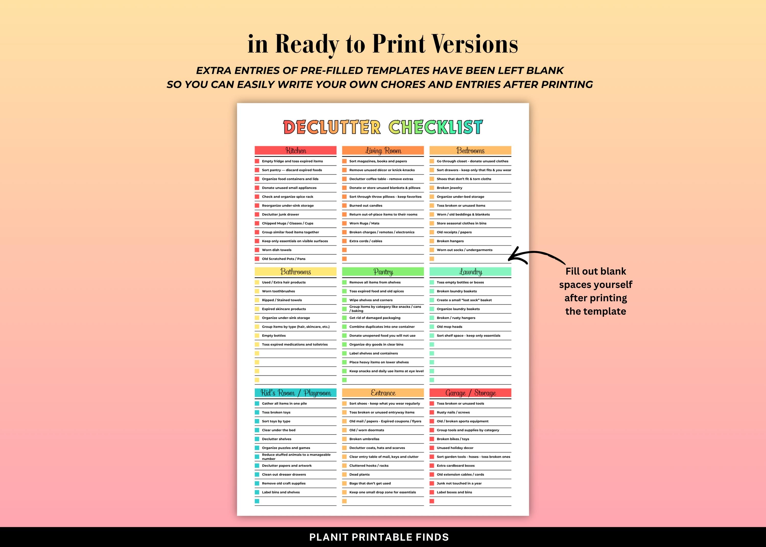 Editable Declutter Planner Printable, ADHD Declutter List, Home ...