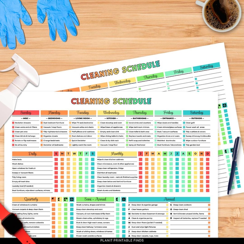 Editable ADHD Cleaning Schedule Checklist A4 A3 Letter Printable Daily ...