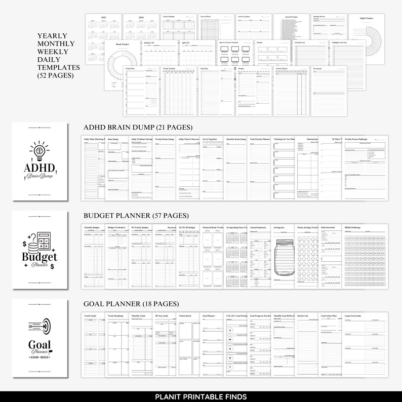 Ultimate ADHD Planner Bundle Printable All in One Ultimate Life Binder ...