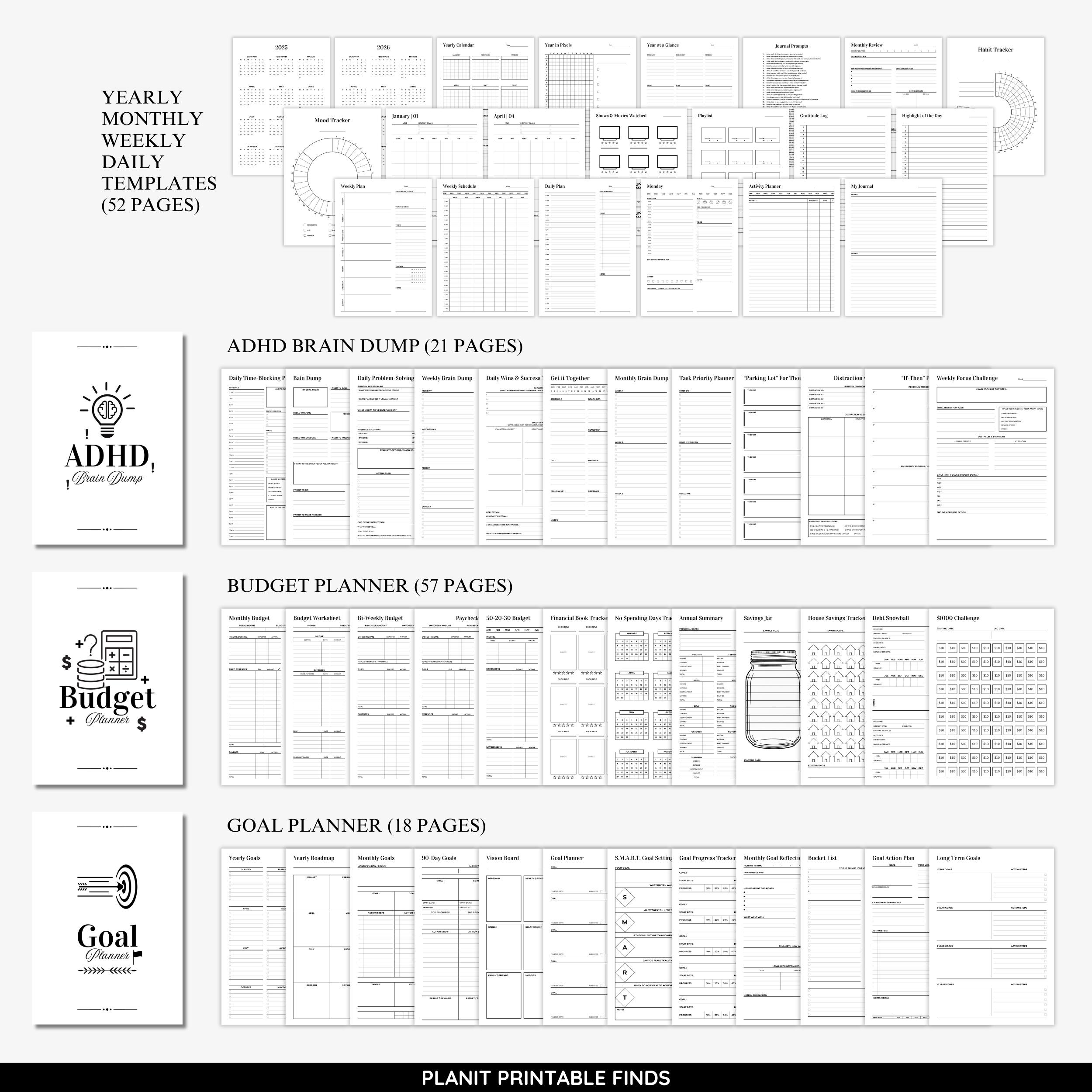 Ultimate ADHD Planner Bundle Printable All in One Ultimate Life Binder ...