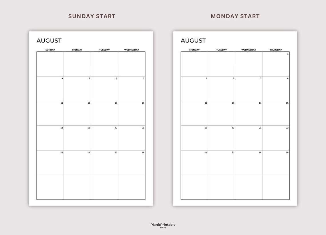 2024 Monthly Planner Printable, Dated Month on 2 Pages, Monthly Plan 2 ...
