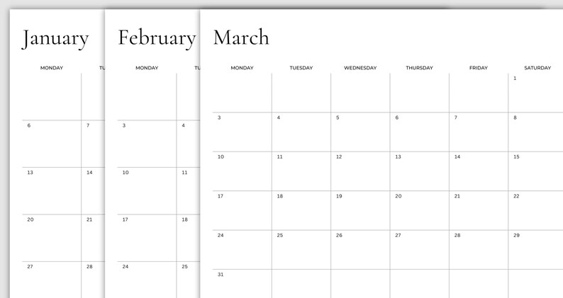 2025 Monthly Calendar: Minimalist Landscape Planner (printable PDF) - Etsy