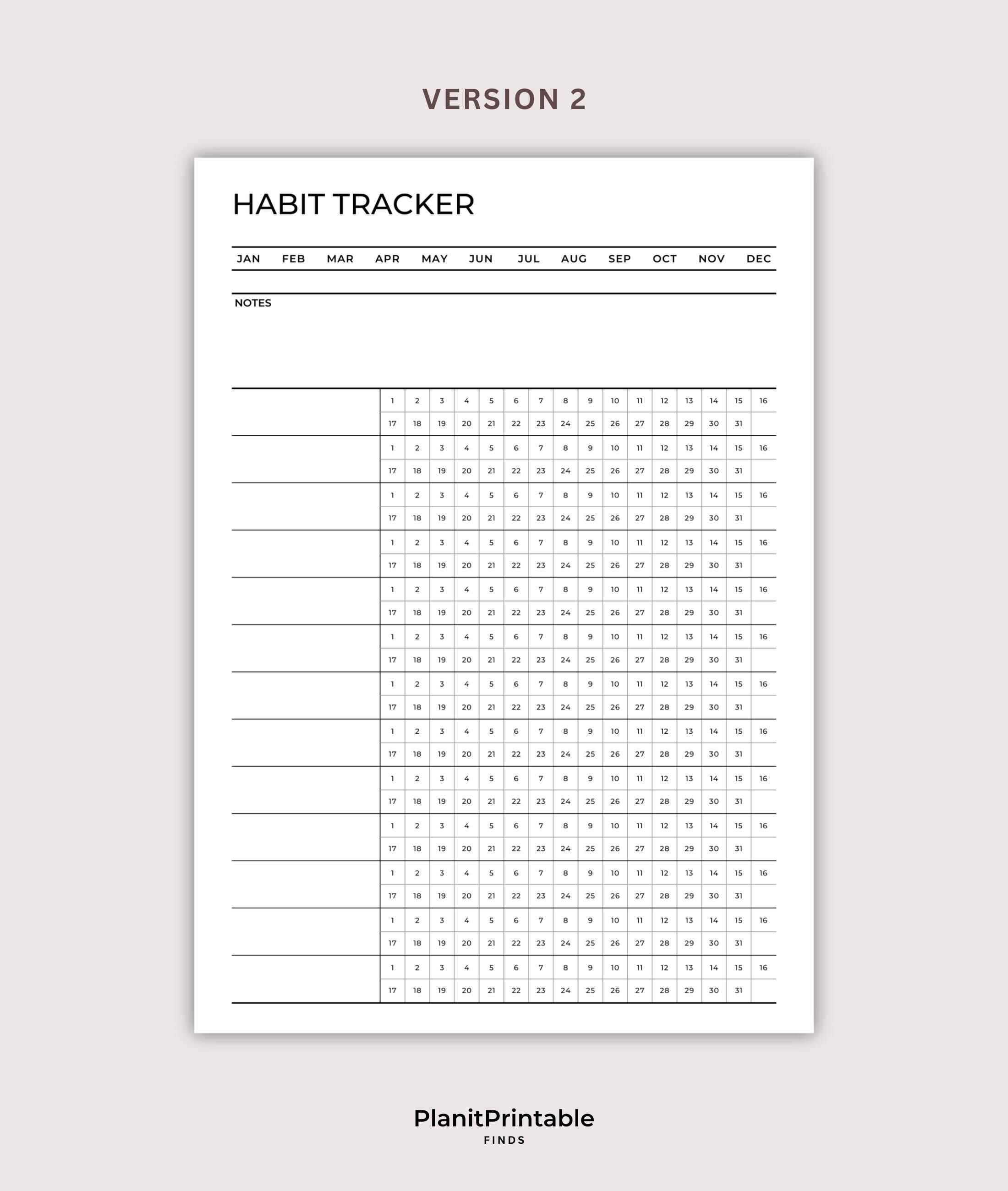 Minimalistic Monthly Habit Tracker Printable Daily Habit Tracker 30 Day ...