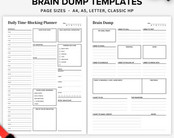 Modèles de listes de tâches quotidiennes imprimables pour TDAH : planificateur de productivité, format PDF A4, A5, Lettre, HP classique