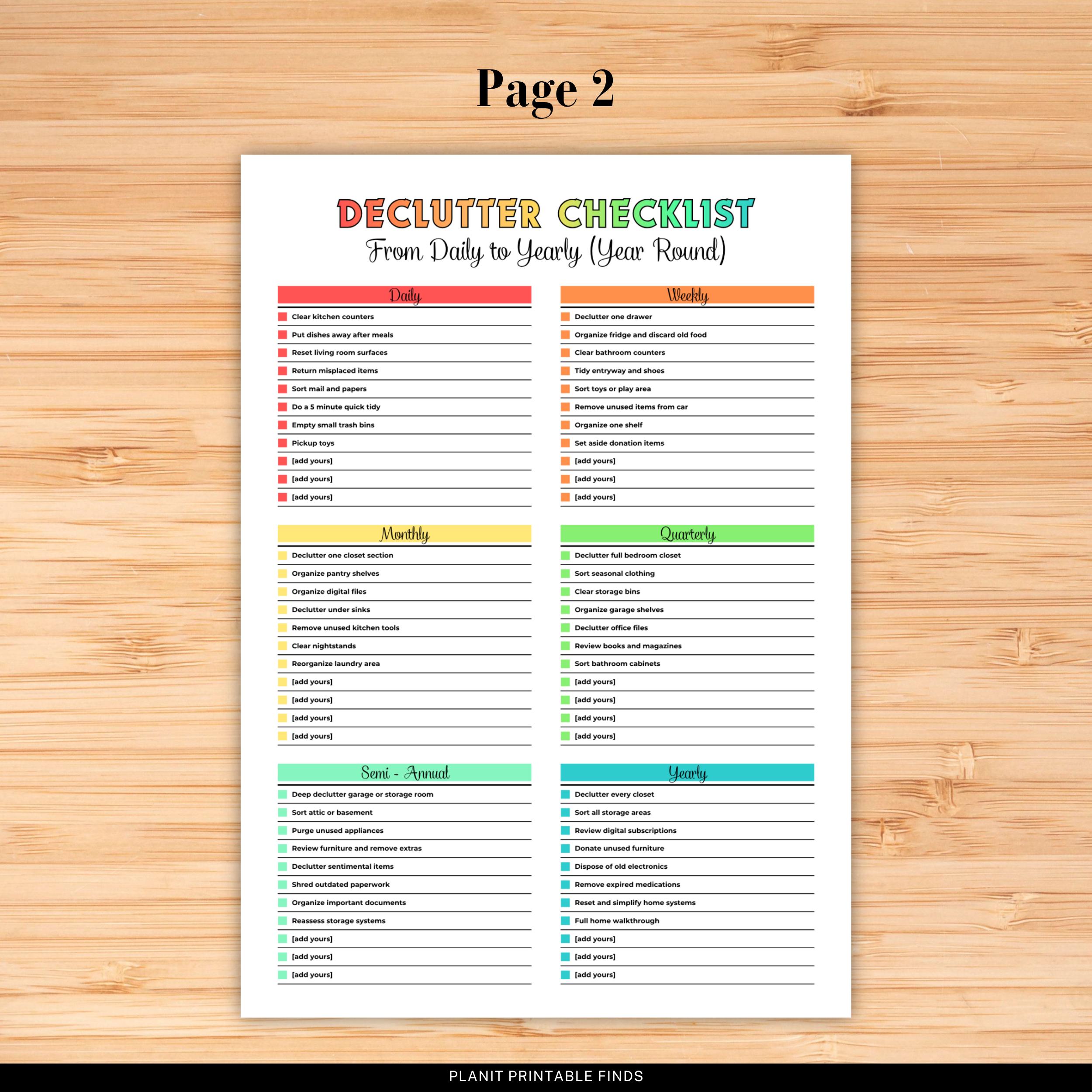 Editable Declutter Planner Printable, ADHD Declutter List, Home ...