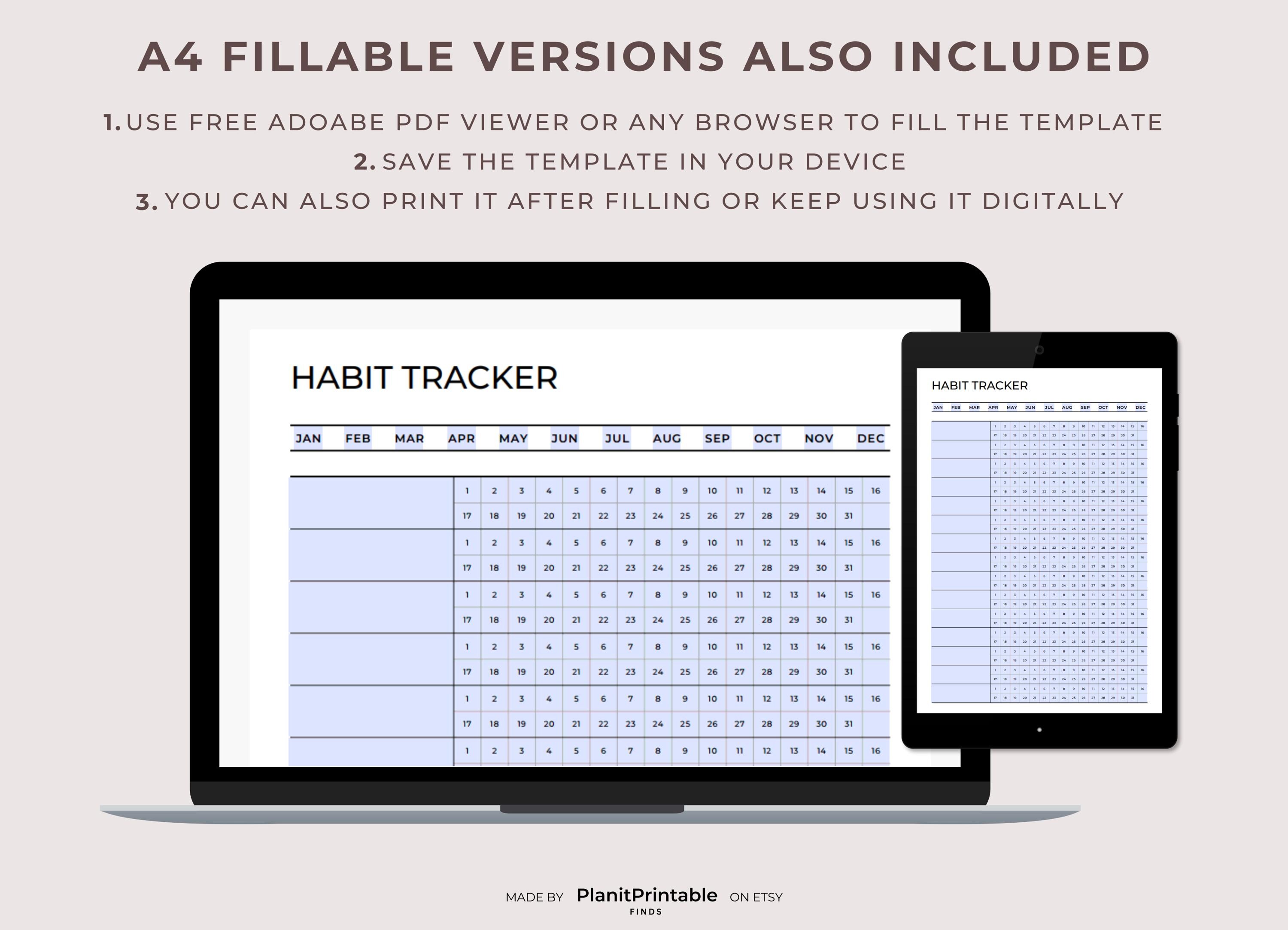 Minimalistic Monthly Habit Tracker Printable Daily Habit Tracker 30 Day ...