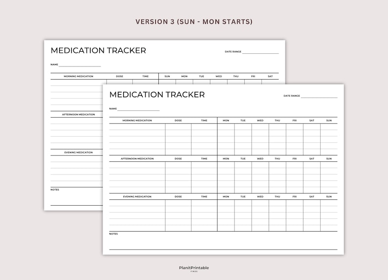 Prescription Tracker Printable